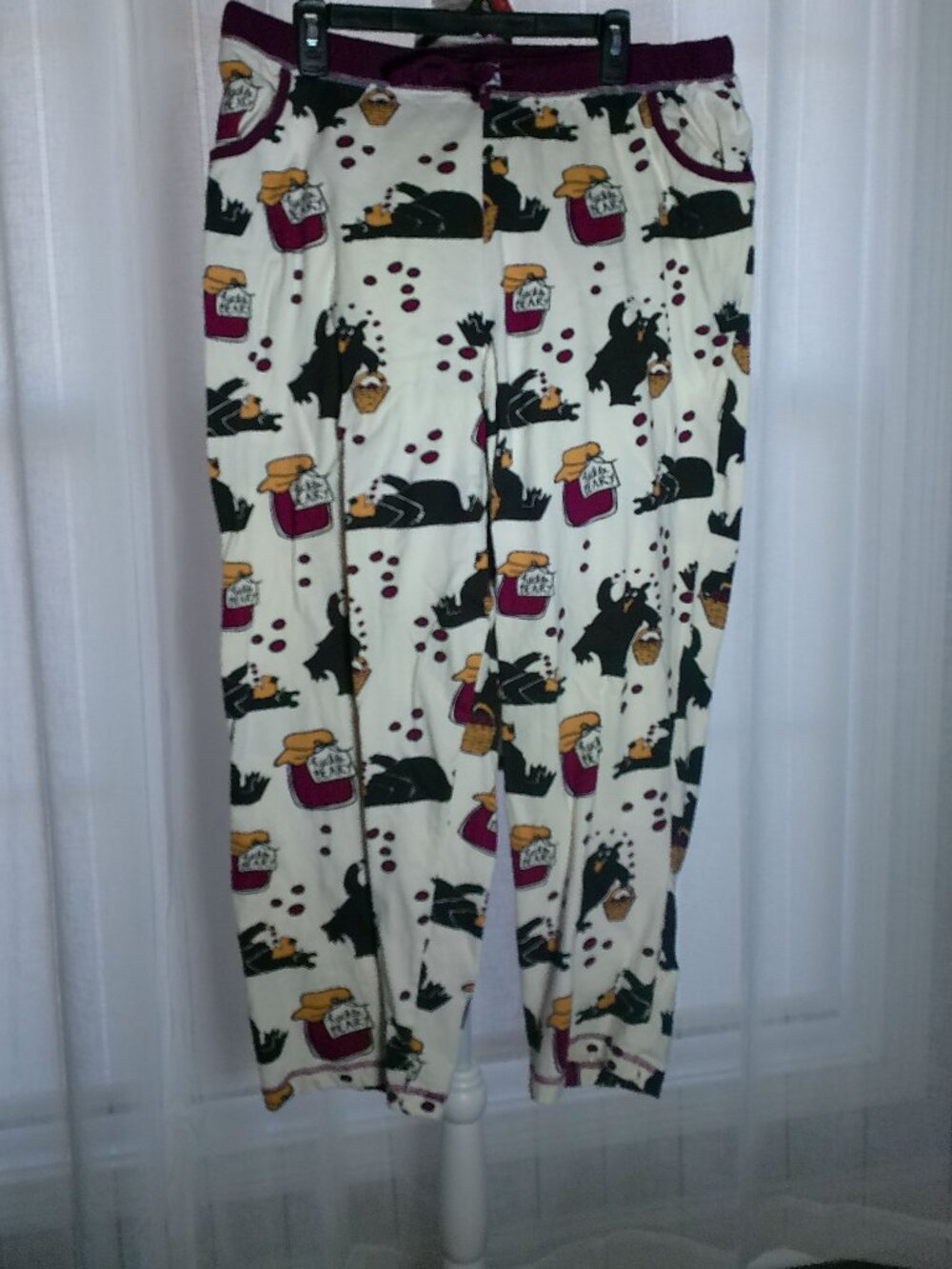 LAZY ONE Huckle Beary Ankle Cream Pajama Pants w/Pockets XXL